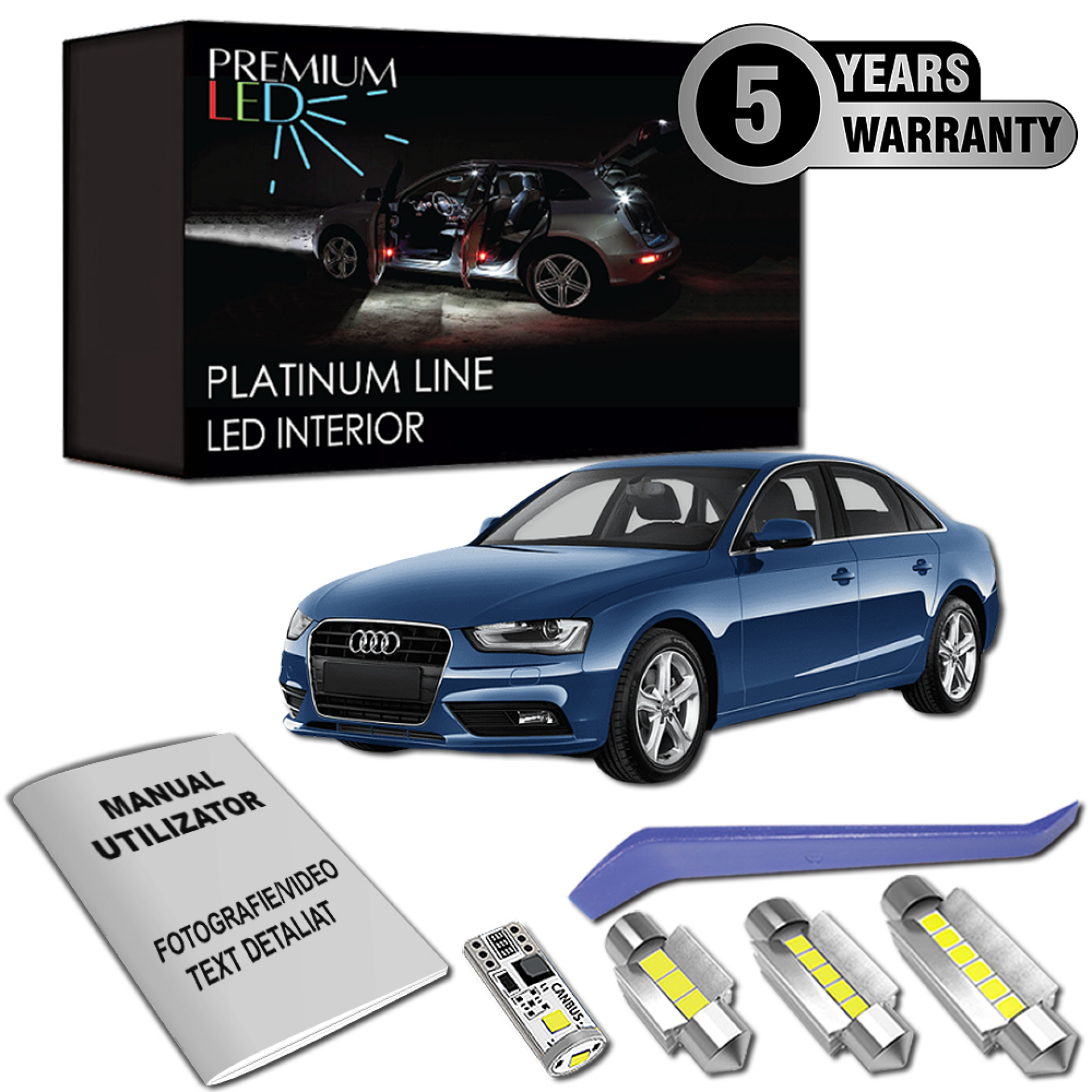 Pachet 14 LED-uri Lumini Interior - AUDI A4 B8 Sedan - LuxLED